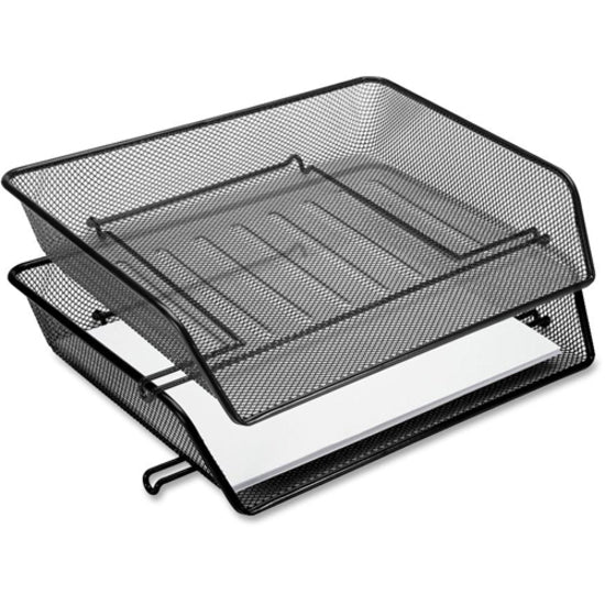 Image of Lorell Letter Tray, Side Load, 14-1/4"x10-3/4"x3", Black Mesh