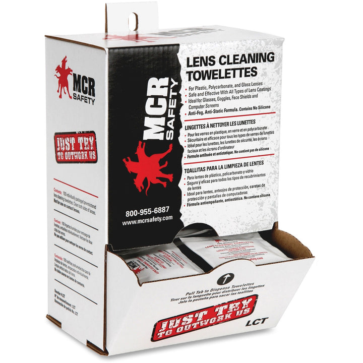 Image of Crews LCT Lens Cleaning Towelettes, For Goggle, Face Shield, Glasses, Lens, Anti-static, Anti-fog, Pre-moistened, 100 / Box
