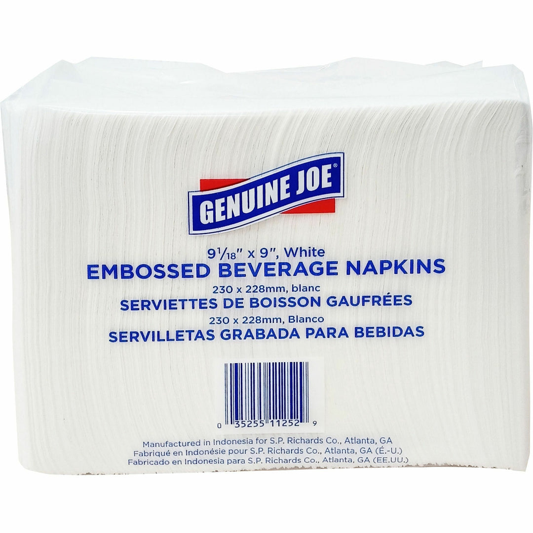 Image of Genuine Joe Beverage Napkins,Quad Fold,9-1/2"x9-1/2",500/PK,8PK/CT,WE