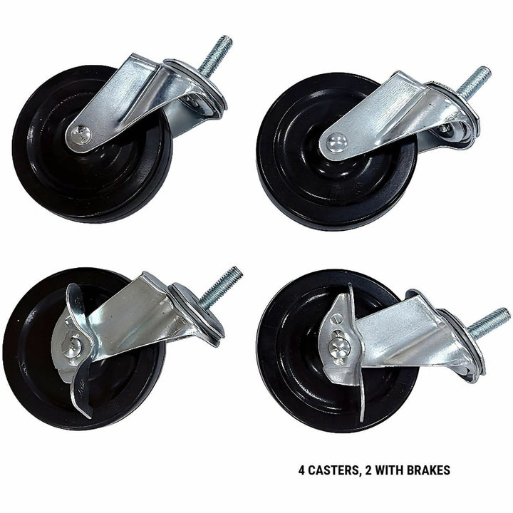 Image of Lorell 84861 Industrial Wire Shelving Caster Kit, 4" Diameter, Black, 1 Set