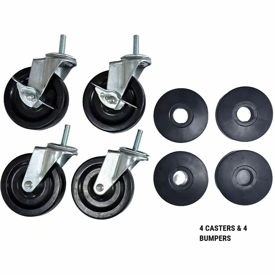 Image of Lorell 84861 Industrial Wire Shelving Caster Kit, 4" Diameter, Black, 1 Set