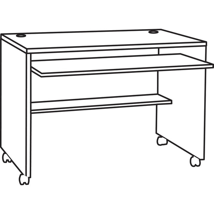 Image of Lorell 48085 Essentials Computer Workstation, 1 Shelf(ves), 29.50" H x 41.38" W x 23.63" Depth, Assembly Required, Mahogany, 1 Each