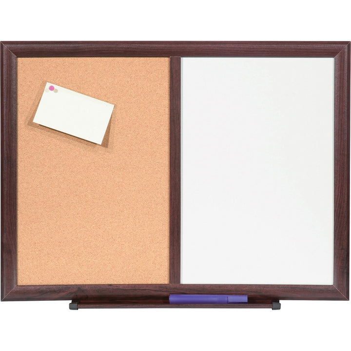 Image of Lorell Bulletin Board Combo,Dry-Erase/Cork, 24"x18", Mahogany Frame