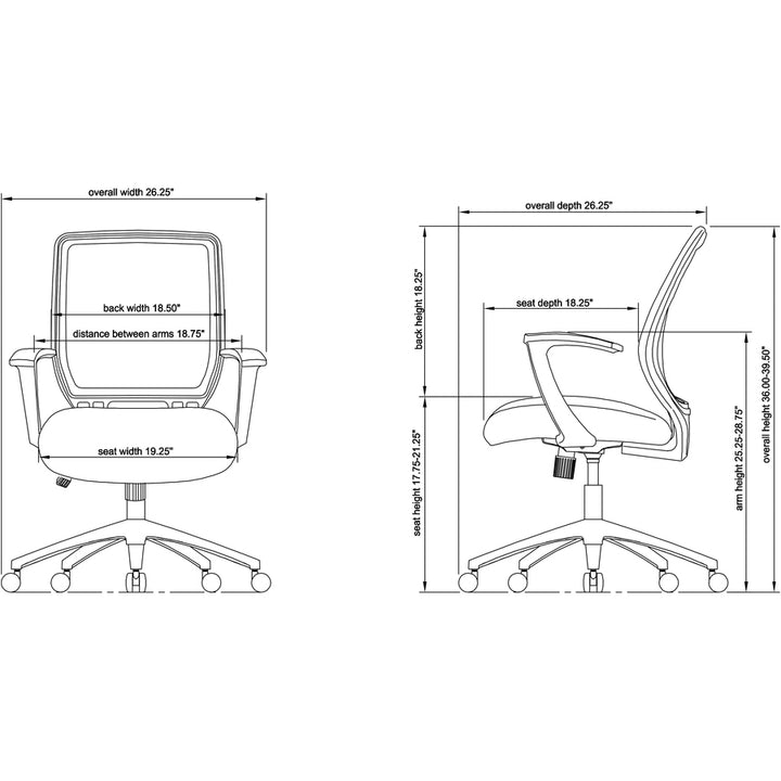 Image of Lorell Executive Chair, Mesh Mid Back, 27"x26"x40-3/4", BK