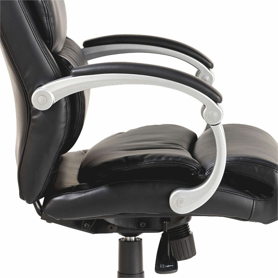 Image of Lorell Hi-Back Chair,Leather,Flex Arms,27"x28.4"x43.1"-46.1",BK