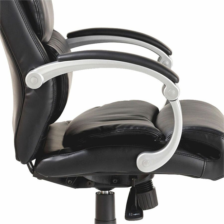 Image of Lorell Hi-Back Chair,Leather,Flex Arms,27"x28.4"x43.1"-46.1",BK