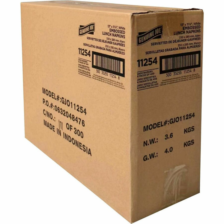 Image of Genuine Joe Luncheon Napkins,1-Ply,13"x11-1/4",400/PK,WE