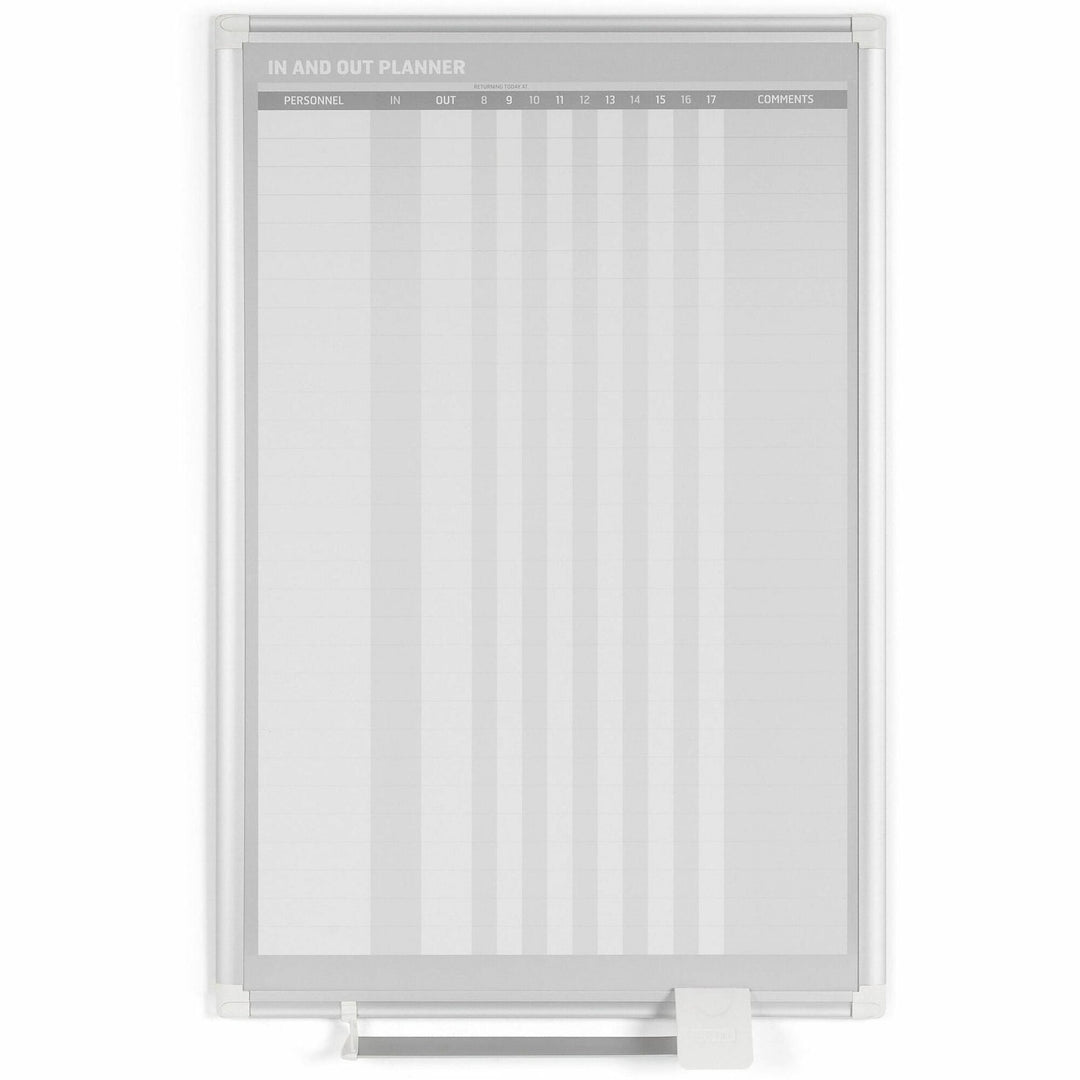 Image of MasterVision® In-Out Magnetic Dry Erase Board, 30-Person Tracking, 24" x 36", White Surface, Satin Aluminum Frame
