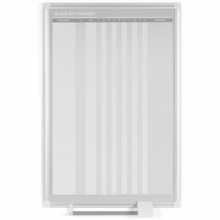 Image of MasterVision® In-Out Magnetic Dry Erase Board, 30-Person Tracking, 24" x 36", White Surface, Satin Aluminum Frame