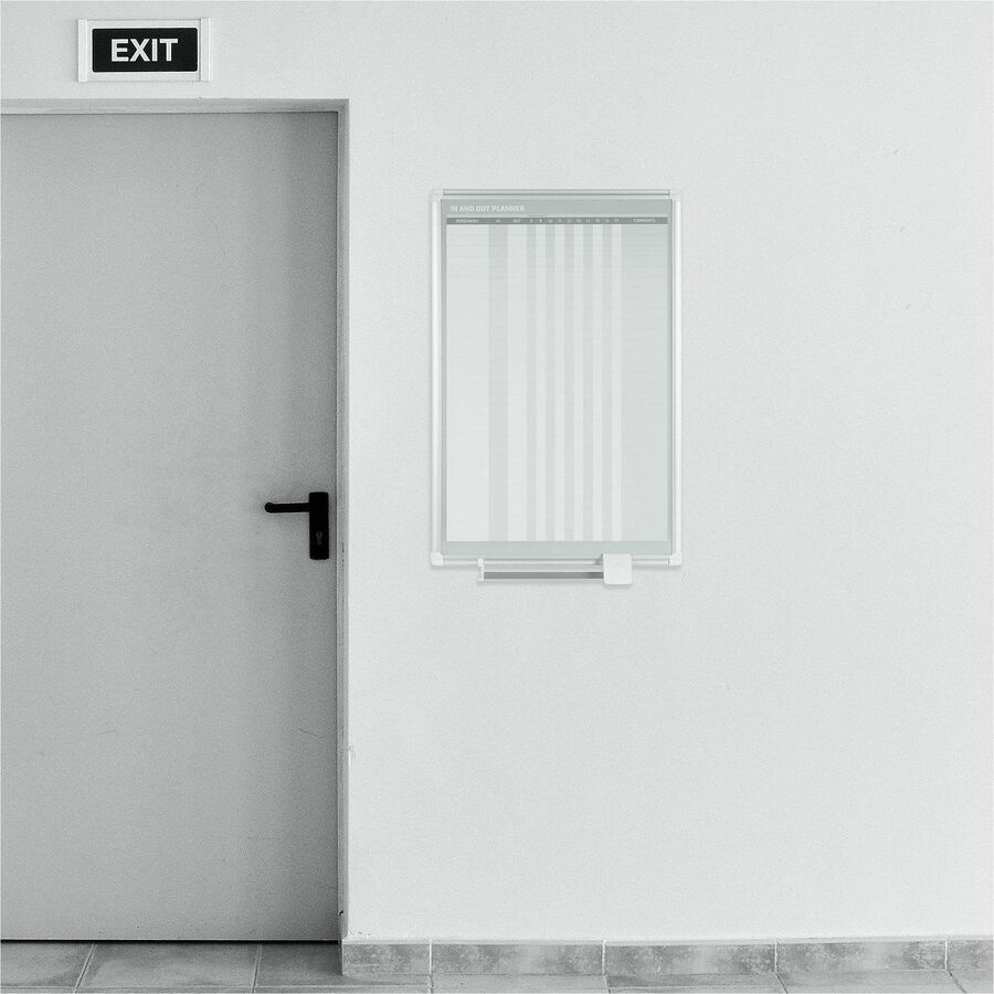 Image of MasterVision® In-Out Magnetic Dry Erase Board, 30-Person Tracking, 24" x 36", White Surface, Satin Aluminum Frame