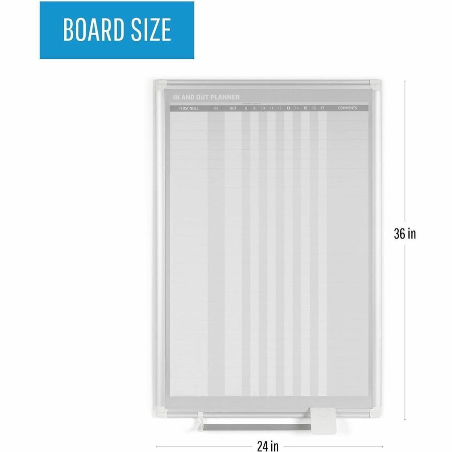 Image of MasterVision® In-Out Magnetic Dry Erase Board, 30-Person Tracking, 24" x 36", White Surface, Satin Aluminum Frame