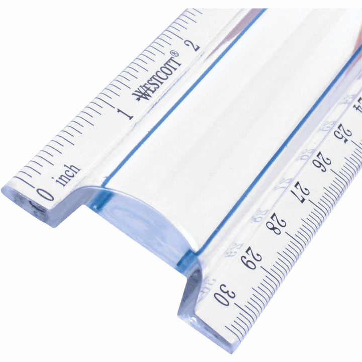 Image of Westcott® 12" Magnifying Ruler, Standard/metric, Plastic, Clear