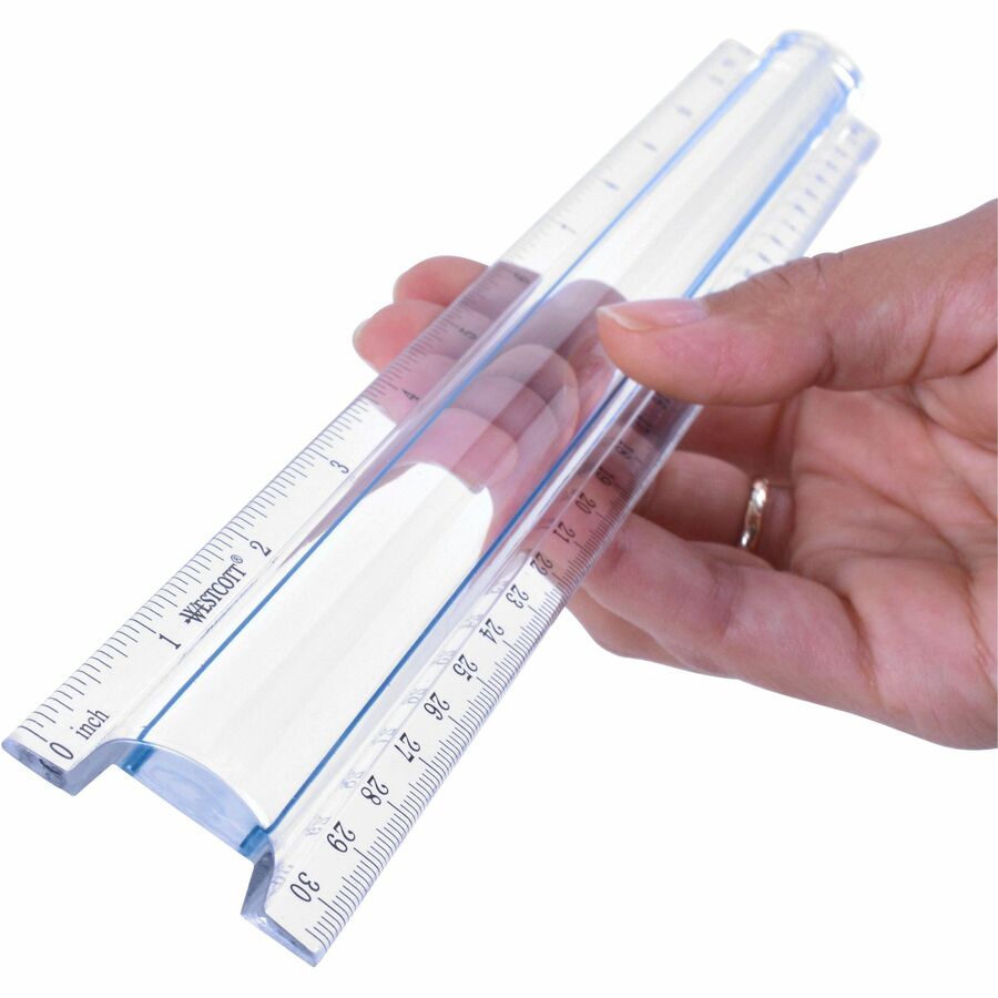 Image of Westcott® 12" Magnifying Ruler, Standard/metric, Plastic, Clear