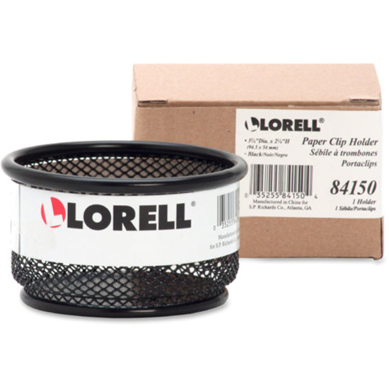 Image of Lorell Paper Clip Holder, 3-3/4"x3-7/8", Black Mesh