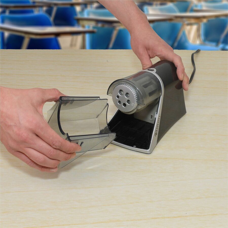 Image of Westcott® Ipoint Evolution Axis Pencil Sharpener, Ac-Powered, 5 X 7.5 X 7.25, Black/silver