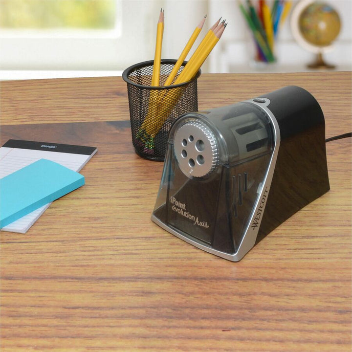 Image of Westcott® Ipoint Evolution Axis Pencil Sharpener, Ac-Powered, 5 X 7.5 X 7.25, Black/silver