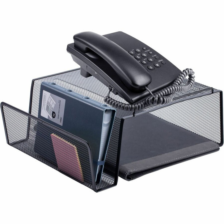Image of Lorell Phone Stand, Steel, 11-1/8"x10-1/8"x5-1/4", Mesh/Black