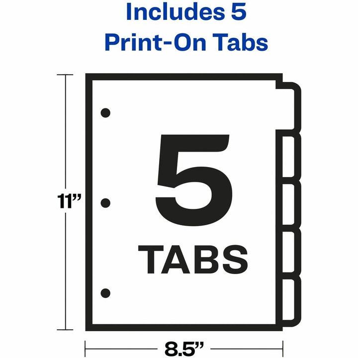 Image of Avery® Customizable Print-On(TM) Dividers, 5-Tab Set (11511)