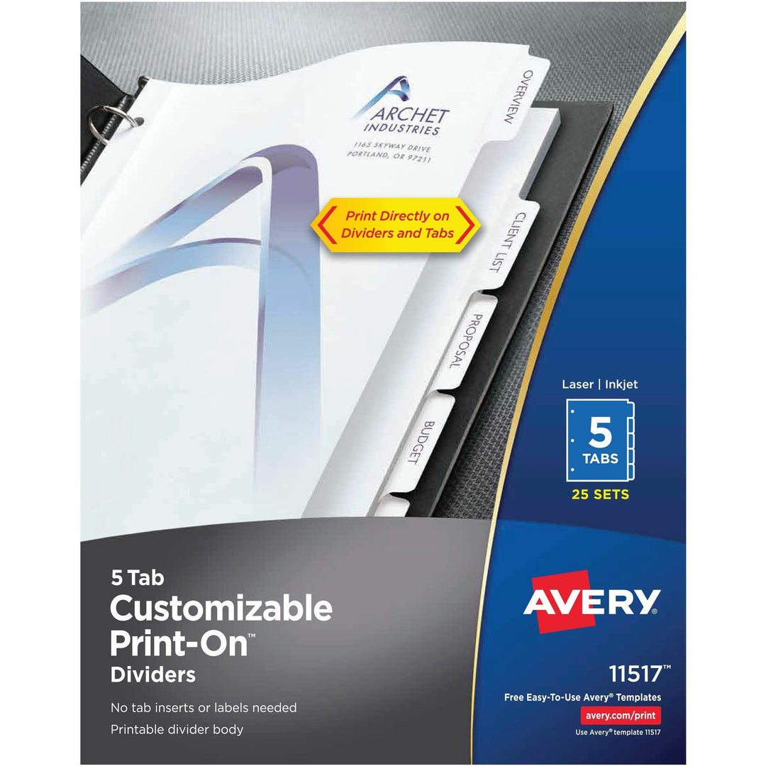 Image of Avery® 11517 Customizable Print-On Dividers