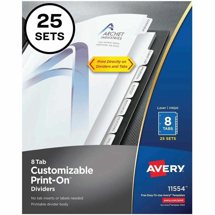 Image of Avery® 11554 Customizable Print-On Dividers