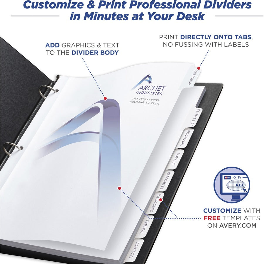 Image of Avery® 11554 Customizable Print-On Dividers
