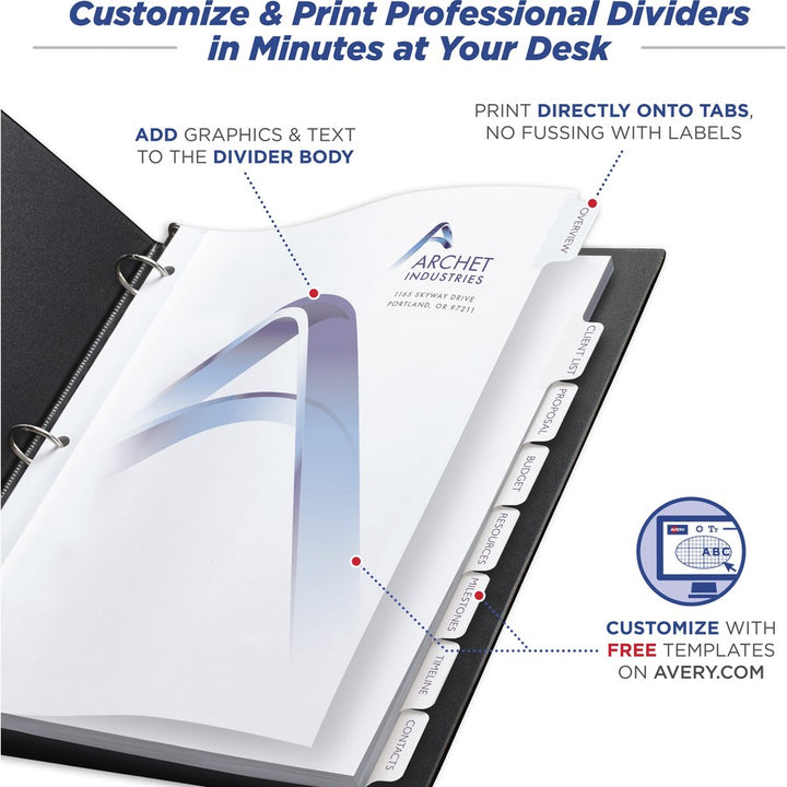 Image of Avery® 11554 Customizable Print-On Dividers