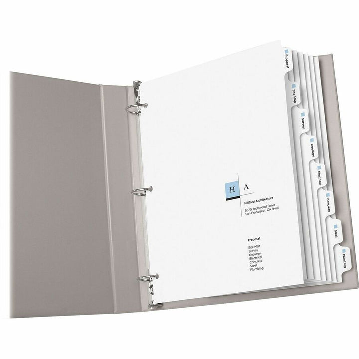 Image of Avery® Customizable Print-On Dividers, 3-Hole Punched, 8-Tab, 11 x 8.5, White, 5 Sets