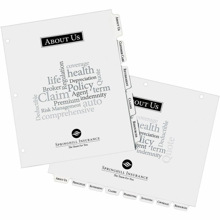 Image of Avery® Customizable Print-On Dividers, 3-Hole Punched, 8-Tab, 11 x 8.5, White, 5 Sets