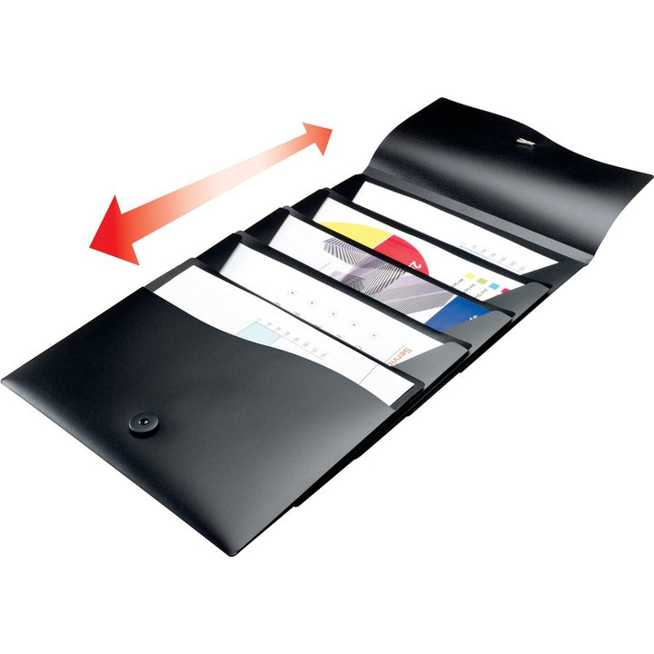 Image of Avery® Slide and View Expanding File, 5 Sections, Cord/Hook Closure, Letter Size, Black