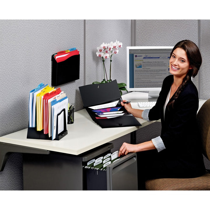 Image of Avery® Slide and View Expanding File, 5 Sections, Cord/Hook Closure, Letter Size, Black