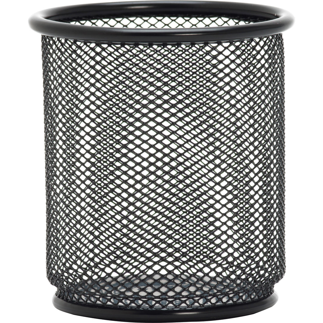 Image of Lorell Pencil Cup, Steel Mesh, 3-1/2"x3-7/8", Black