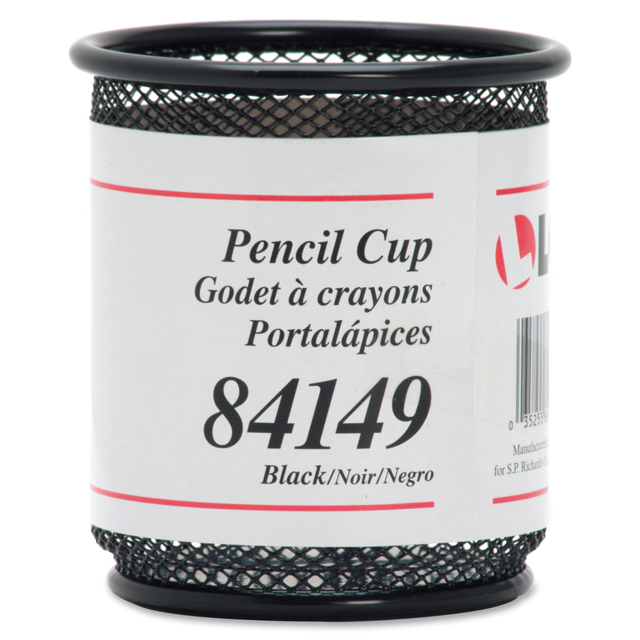 Image of Lorell Pencil Cup, Steel Mesh, 3-1/2"x3-7/8", Black