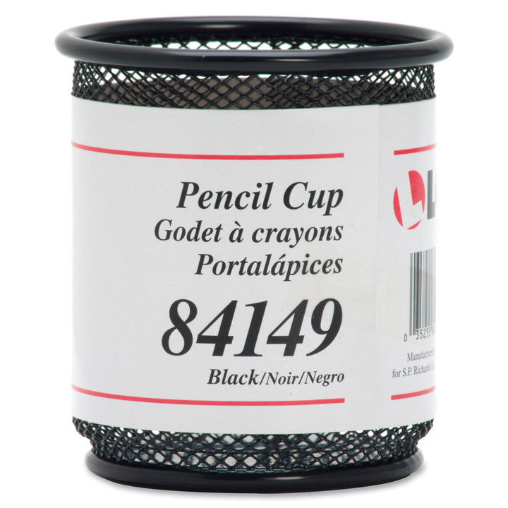 Image of Lorell Pencil Cup, Steel Mesh, 3-1/2"x3-7/8", Black