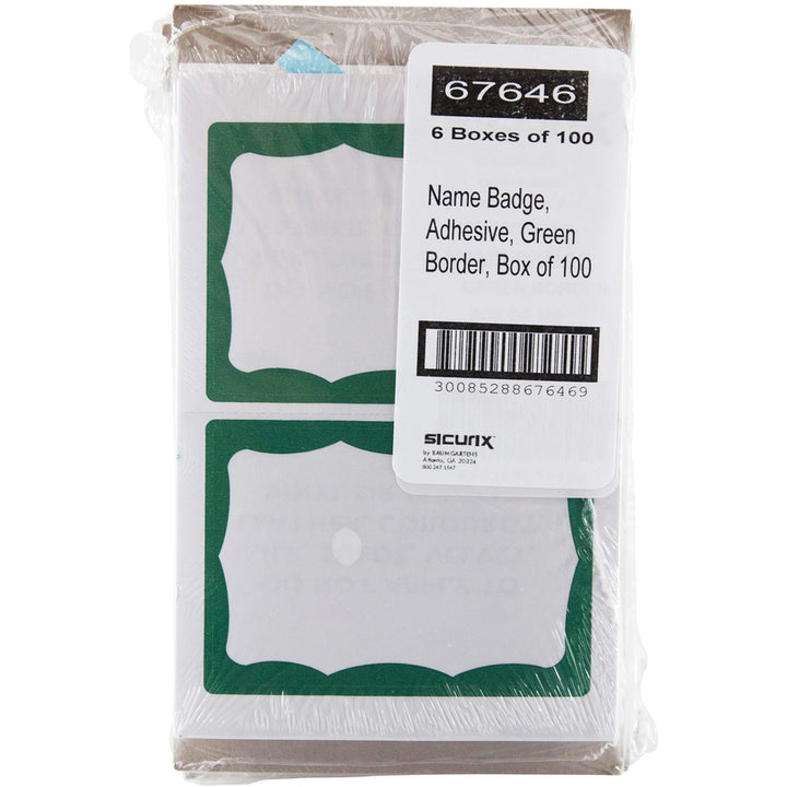 Image of Baumgartens® Visitor Badges, Green Border, 3-1/2"x2-1/4", 100/BX, WE/GN