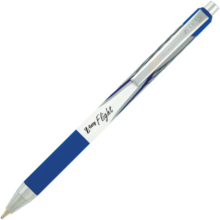 Image of Zebra® Z-Grip Flight Ballpoint Pen, Retractable, Bold 1.2 mm, Blue Ink, Black/Blue/White Barrel, 12/Pack