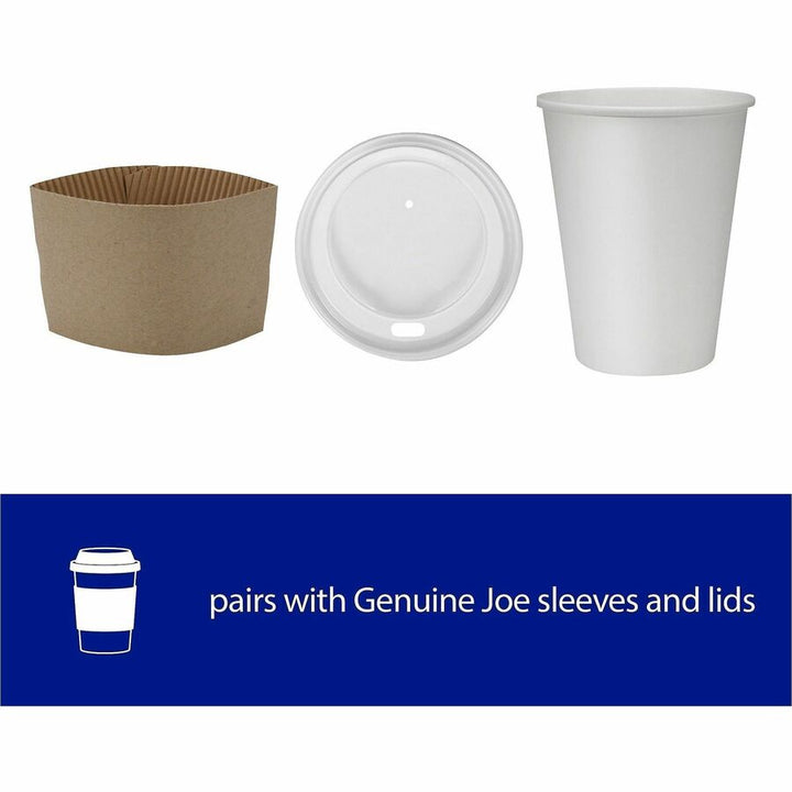 Image of Genuine Joe 19046CT 10 oz Disposable Hot Cups, 10 fl oz, White, Polyurethane, Hot Drink, Beverage, 250 Cups/Bundle, 4 / Carton