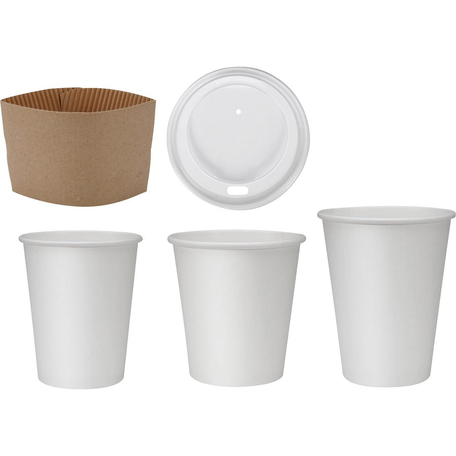 Image of Genuine Joe 19046 10 oz Disposable Hot Cups, 10 fl oz, White, Polyurethane, Beverage, Hot Drink, 50 / Pack