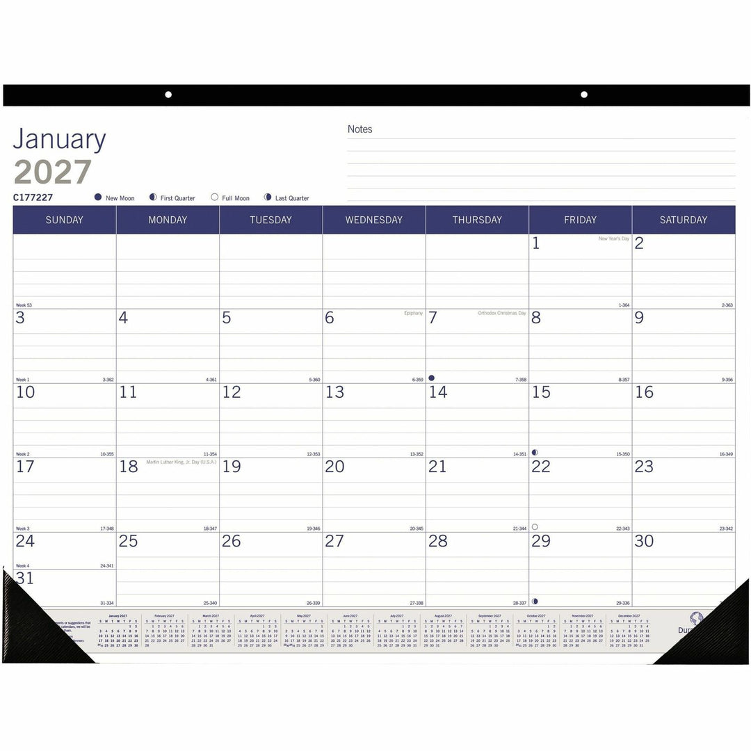 Image of Blueline C177227 2027 DuraGlobe Monthly Desk Pad Calendar