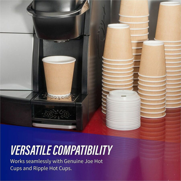 Image of Genuine Joe 11259CT Hot Cup Protective Lids, Polystyrene, White, 50/Pack, 20 / Carton