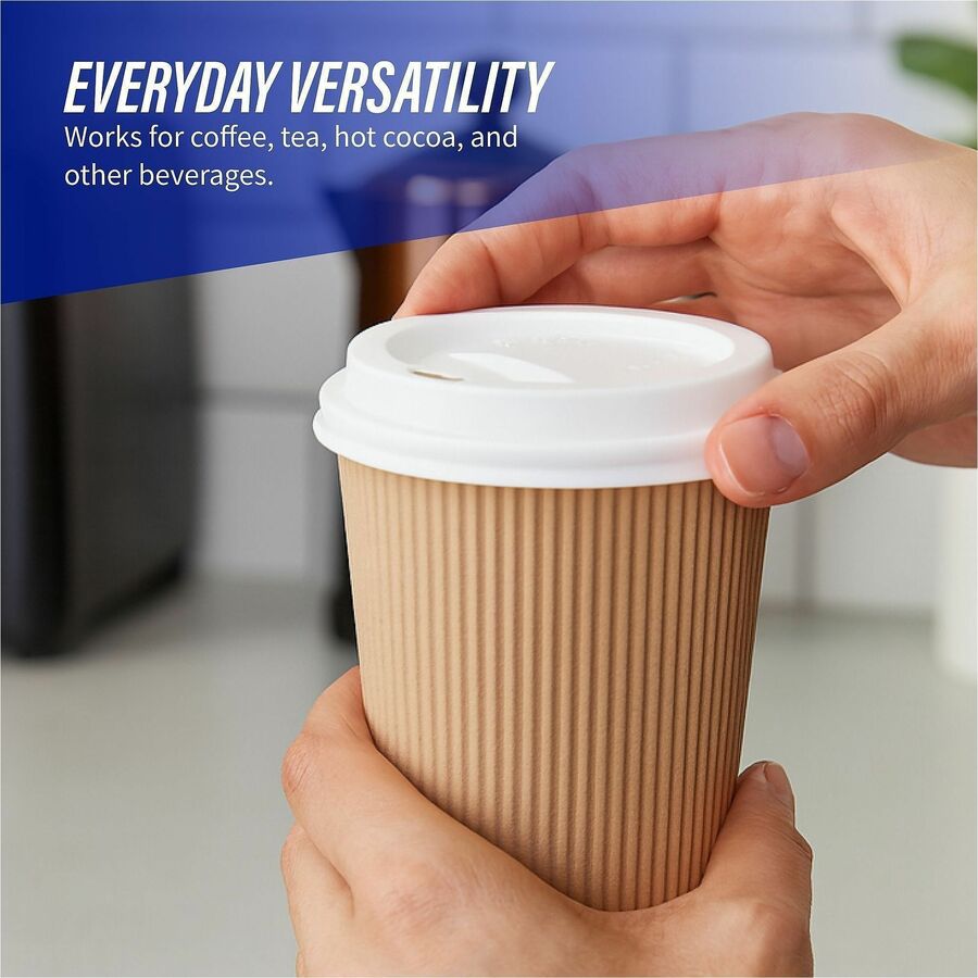 Image of Genuine Joe 11259CT Hot Cup Protective Lids, Polystyrene, White, 50/Pack, 20 / Carton