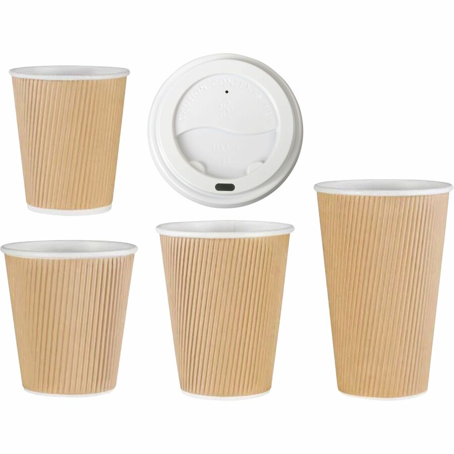 Image of Genuine Joe 11259CT Hot Cup Protective Lids, Polystyrene, White, 50/Pack, 20 / Carton