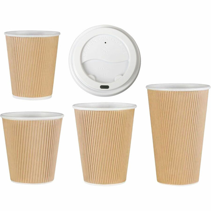 Image of Genuine Joe 11259CT Hot Cup Protective Lids, Polystyrene, White, 50/Pack, 20 / Carton