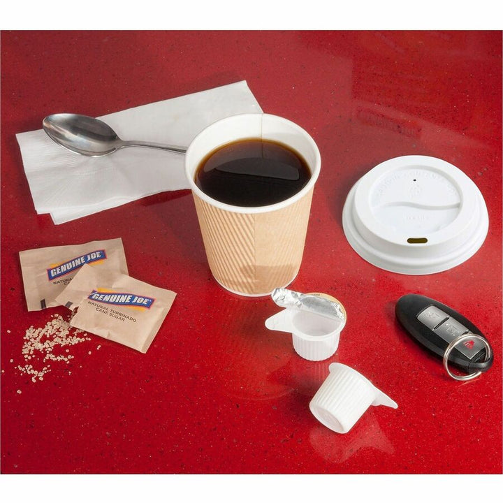 Image of Genuine Joe 11259CT Hot Cup Protective Lids, Polystyrene, White, 50/Pack, 20 / Carton
