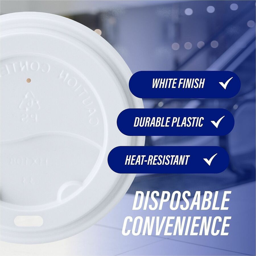 Image of Genuine Joe 11259CT Hot Cup Protective Lids, Polystyrene, White, 50/Pack, 20 / Carton