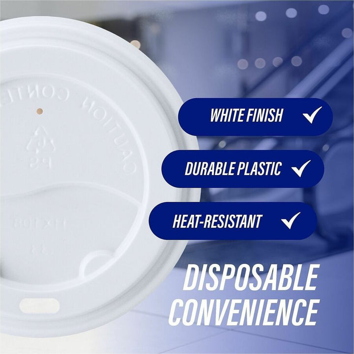 Image of Genuine Joe 11259CT Hot Cup Protective Lids, Polystyrene, White, 50/Pack, 20 / Carton