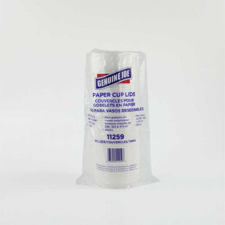 Image of Genuine Joe 11259CT Hot Cup Protective Lids, Polystyrene, White, 50/Pack, 20 / Carton