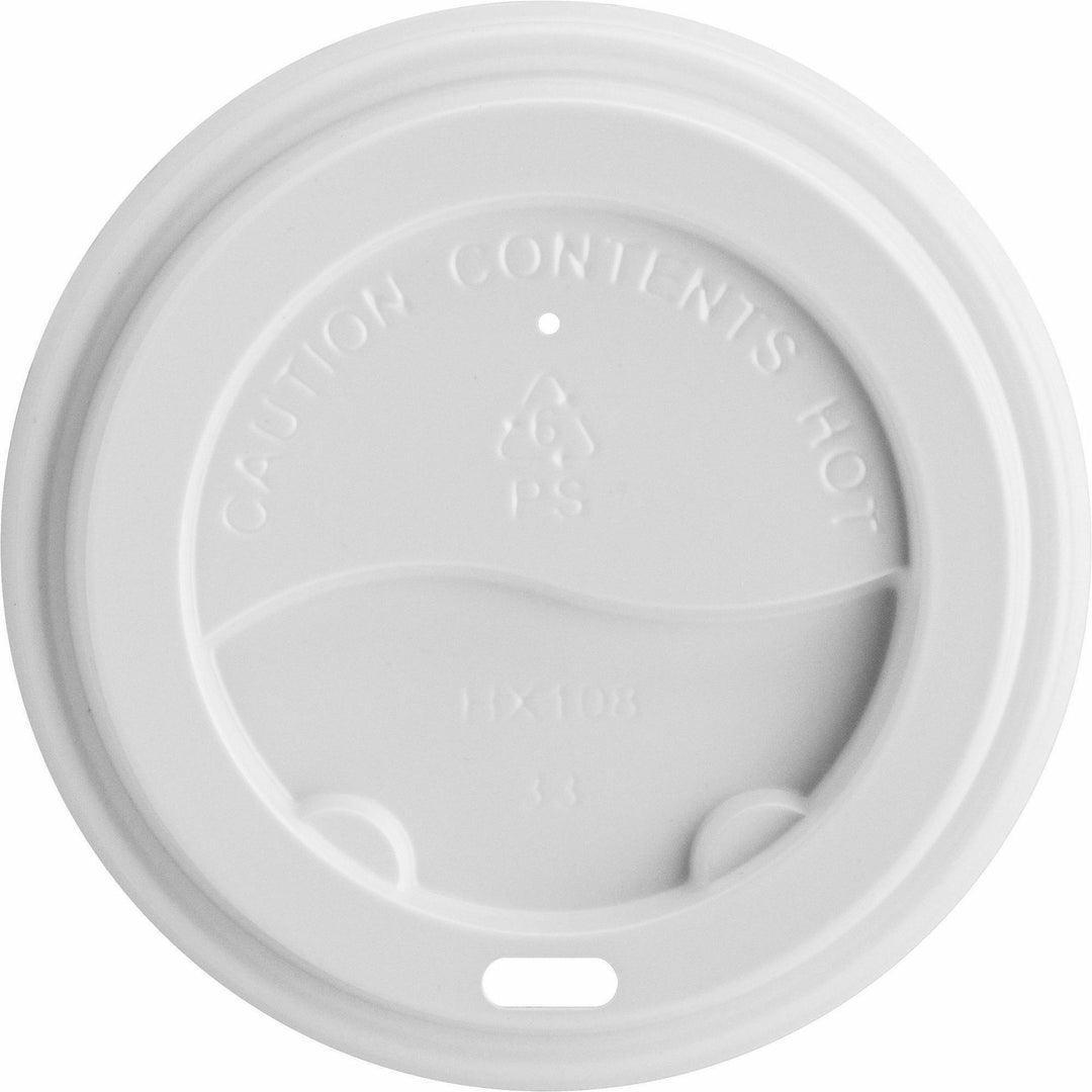 Image of Genuine Joe 11259CT Hot Cup Protective Lids, Polystyrene, White, 50/Pack, 20 / Carton
