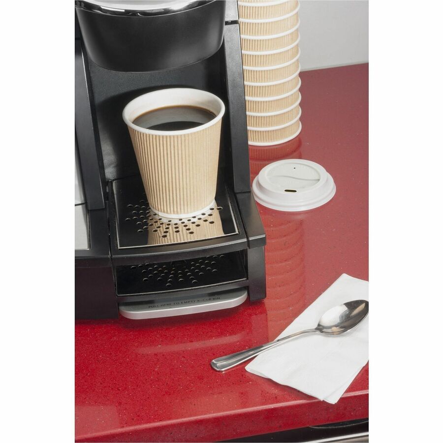 Image of Genuine Joe 11259CT Hot Cup Protective Lids, Polystyrene, White, 50/Pack, 20 / Carton
