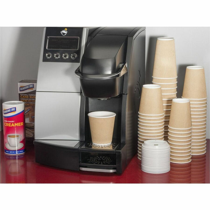 Image of Genuine Joe 11259CT Hot Cup Protective Lids, Polystyrene, White, 50/Pack, 20 / Carton
