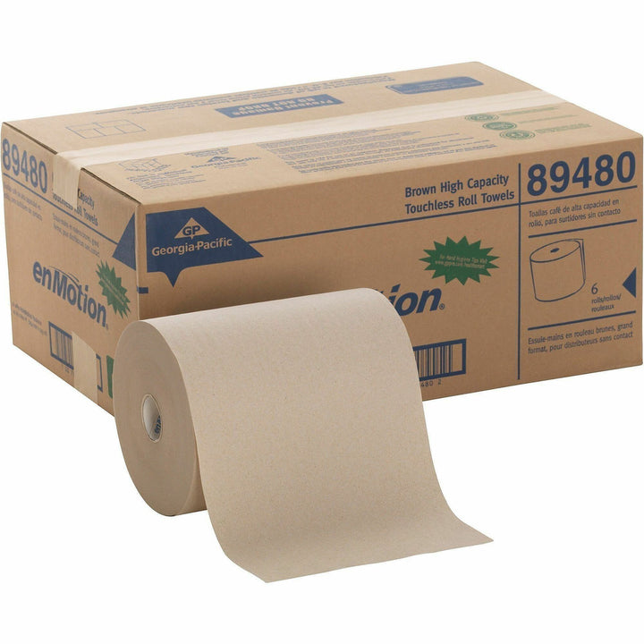 Image of enMotion 89480 Touchless Roll Kraft Paper Towels, 10" W x 800 ft Length, Brown, Paper, 6 / Carton